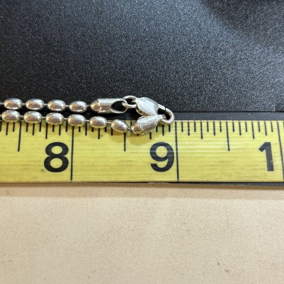 Vintage Sterling Silver 925 Oval Ball & Pin Chain Lobster Claw Clasp Size 18'' L - Picture 6 of 8
